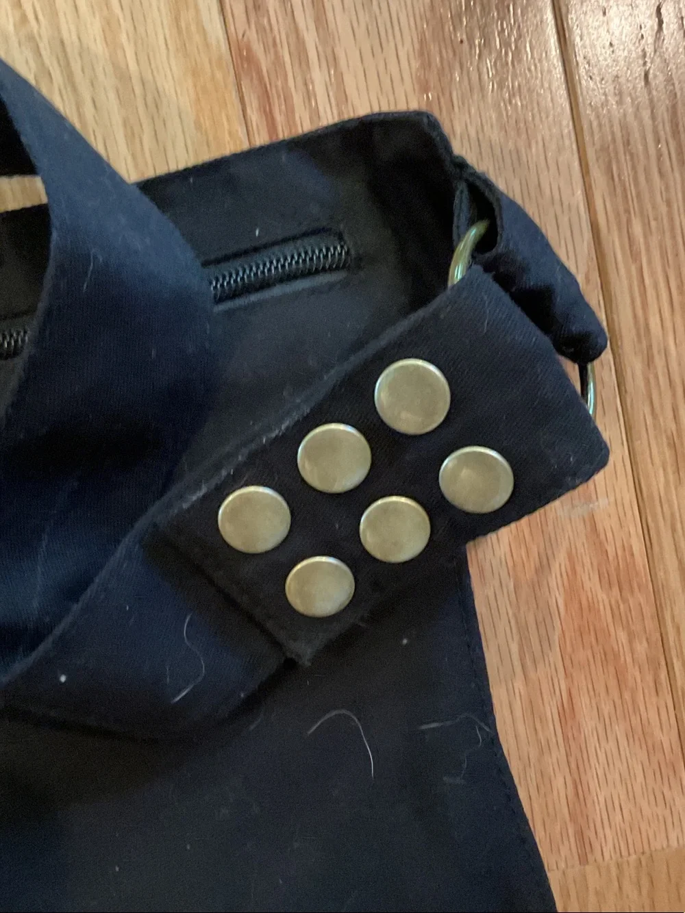 Renaissance Black Utility Hip Bag Studs Lace-Up Detail canvas - Picture 9 of 9